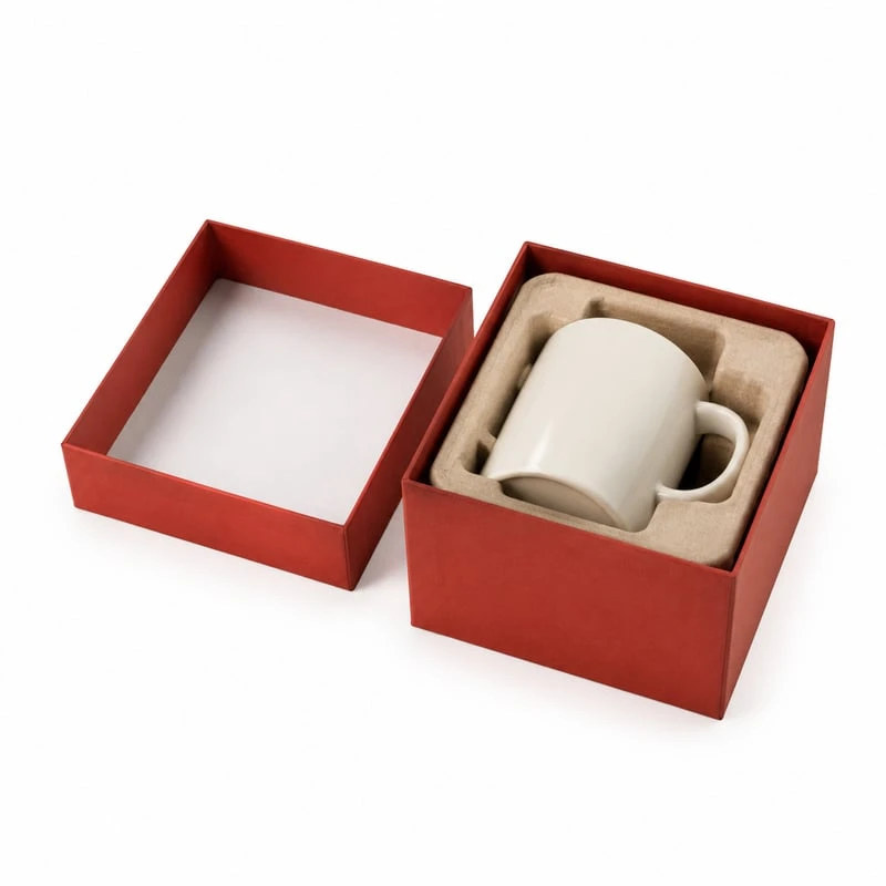 Pudełko z wieczkiem i spodem na kubek ceramiczny